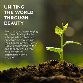 Vegan, cruelty-free badge on Earthly Body MKS eco X packaging.