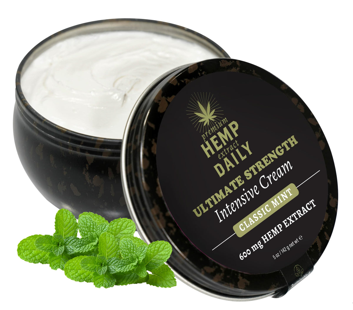 Close-up of jar showing airy whipped texture for easy spreading.