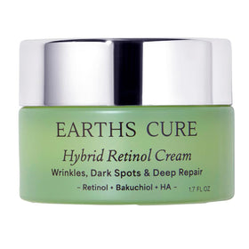 EarthsCure Hybrid Retinol Cream jar closeup, highlighting hydration and gentle wrinkle smoothing