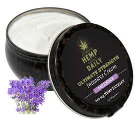 Earthly Body Premium Hemp Extract Daily Ultimate Cream menthol jar offers fast-absorbing hydration