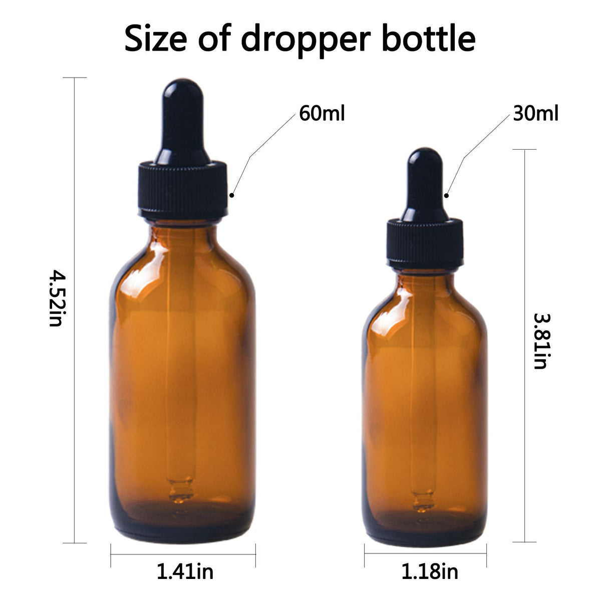Easeen amber glass dropper bottle with cap ensuring leak prevention