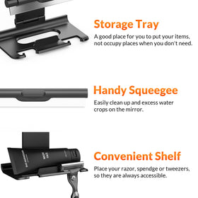 Easehold adjustable wall mount offers flexible tilt in the shower.