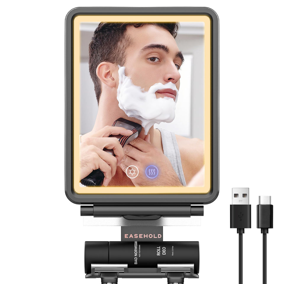 Easehold fogless shower mirror with heating for a clear shave.