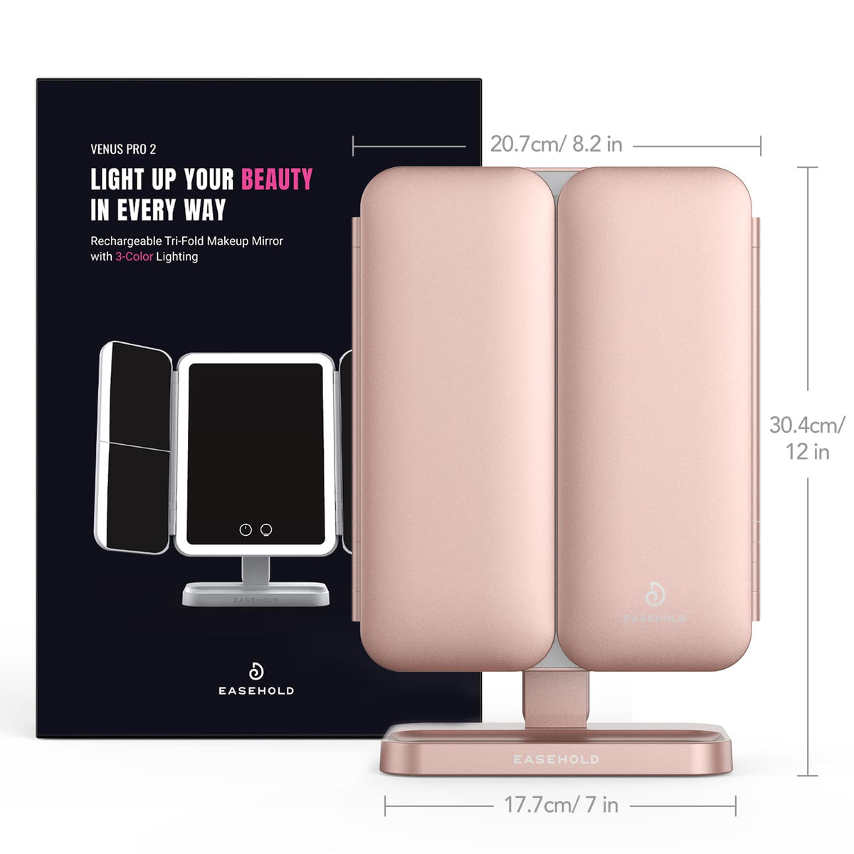 Easehold rose-gold finish adds stylish countertop appeal.