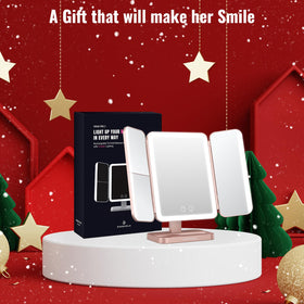 Easehold three-panel mirror delivers shadow-free lighting from all angles.
