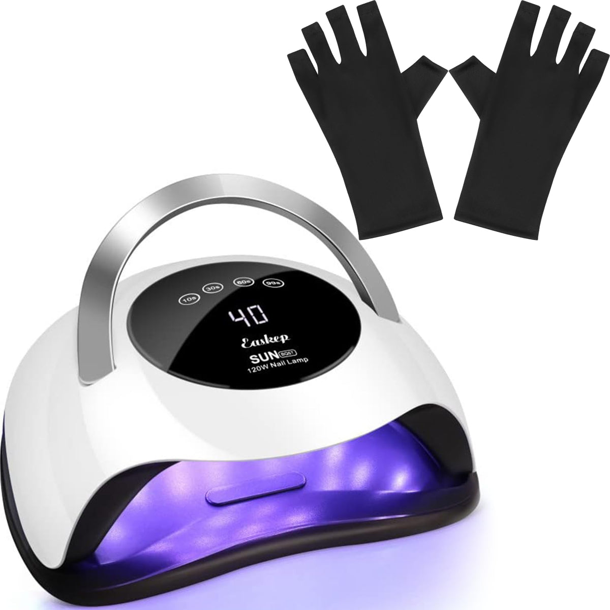 Easkep 120W UV nail lamp front view showing powerful gel curing