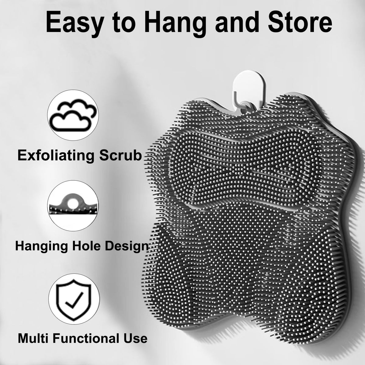 Easkite no-bend design helps users avoid bending while cleaning feet.