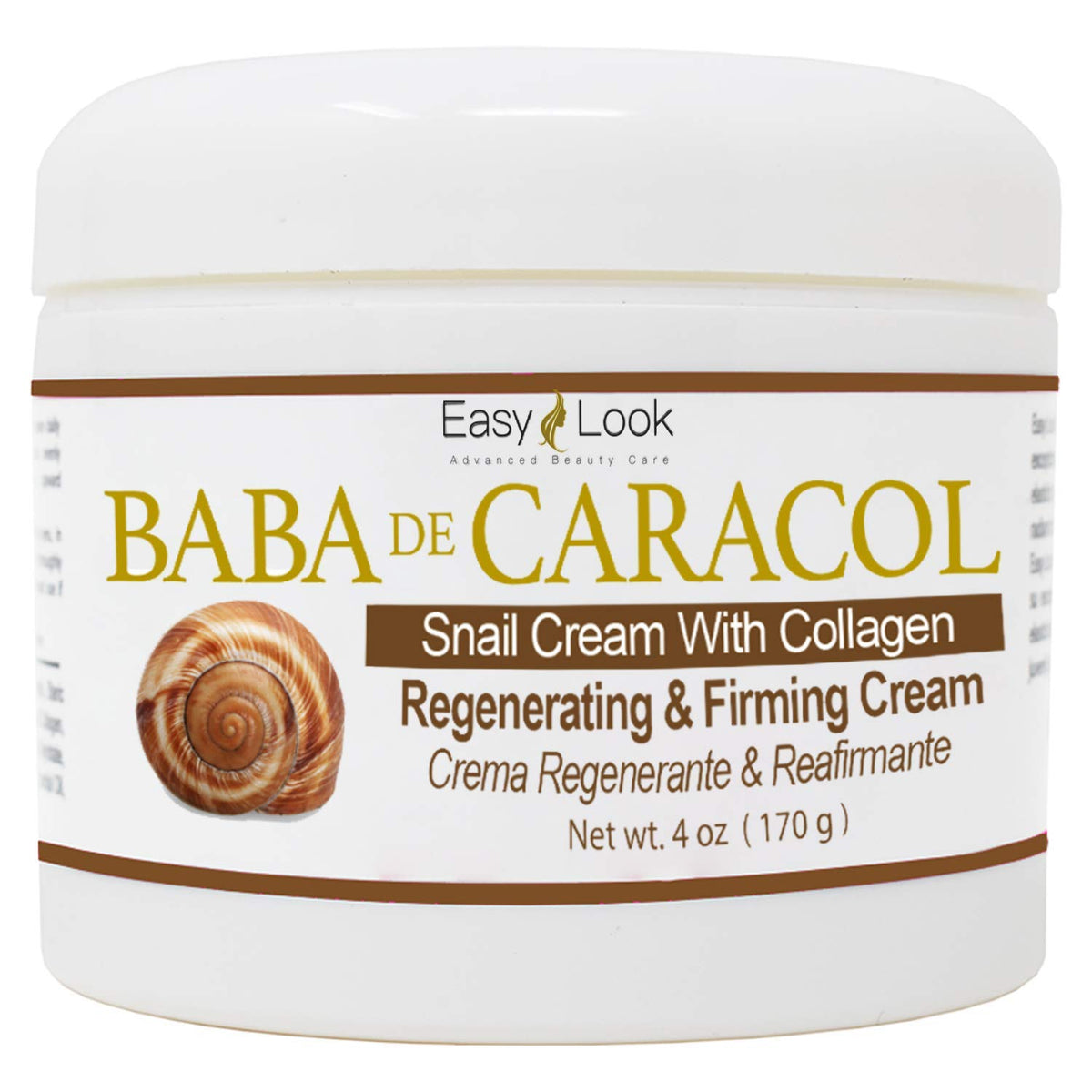 Easy Look Baba de Caracol cream jar showing rich hydration for smoother skin.
