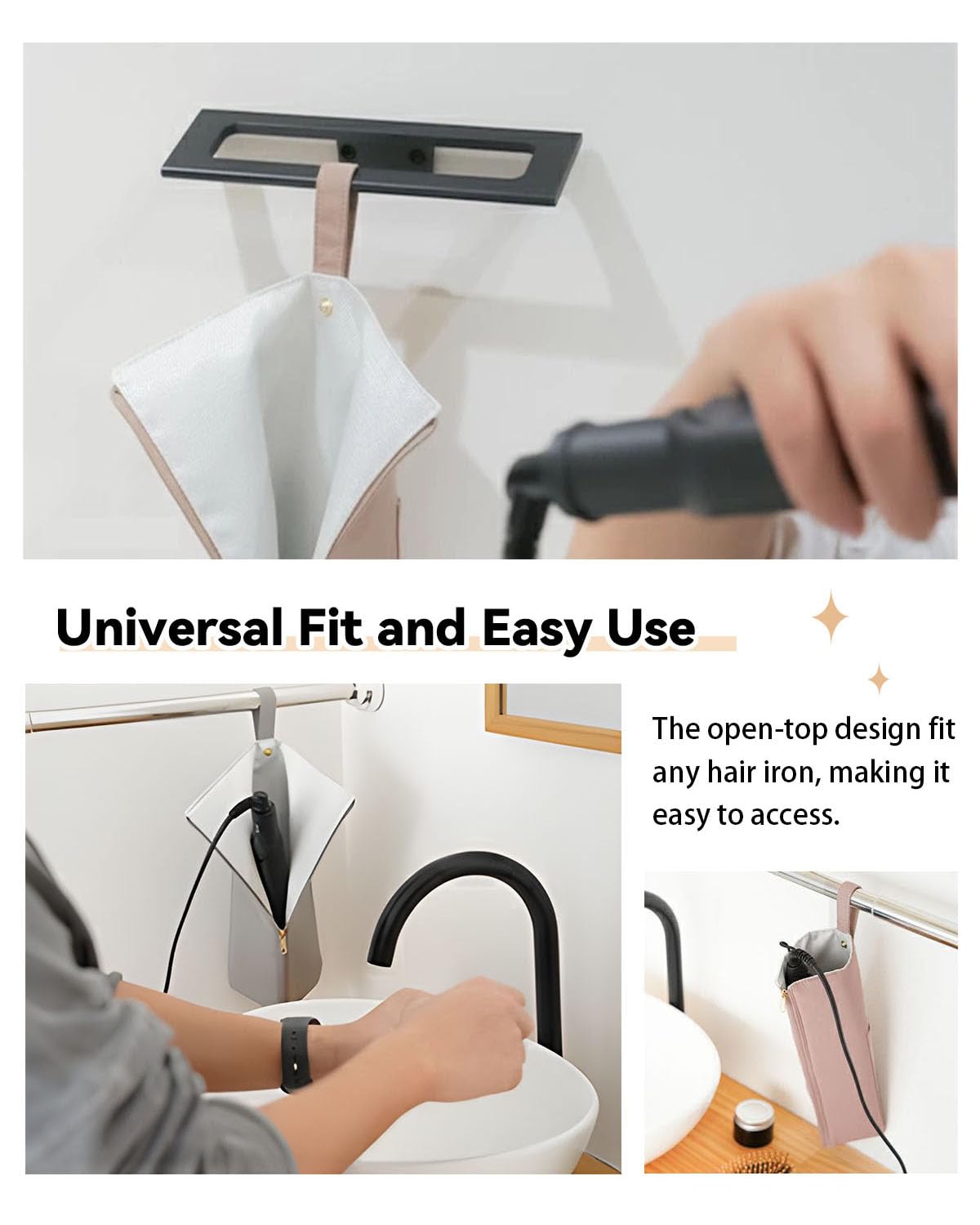 Easy-U setup safeguards surfaces against heat and accidental burns in the vanity