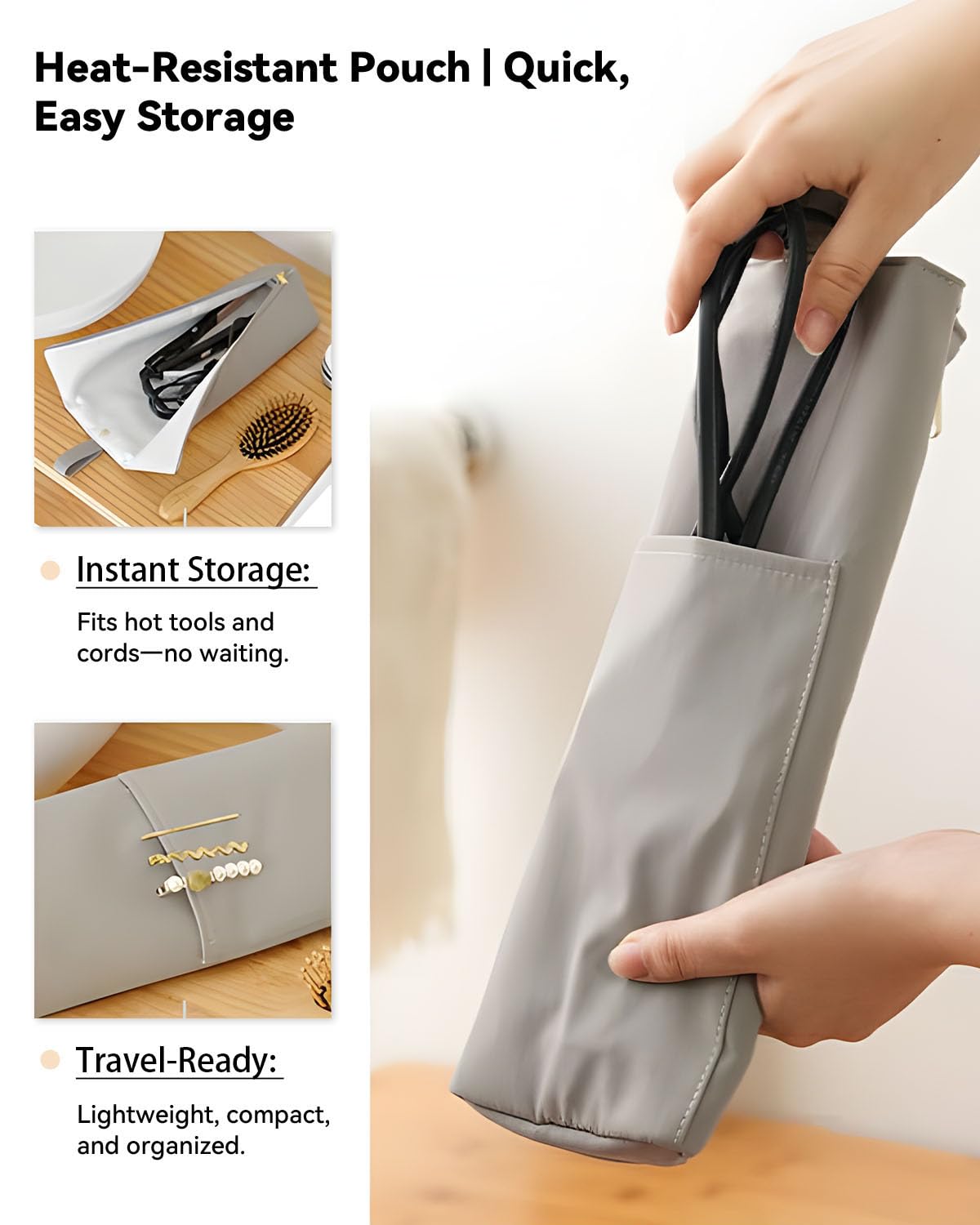 Easy-U water-resistant nylon exterior adds durability for travel storage.