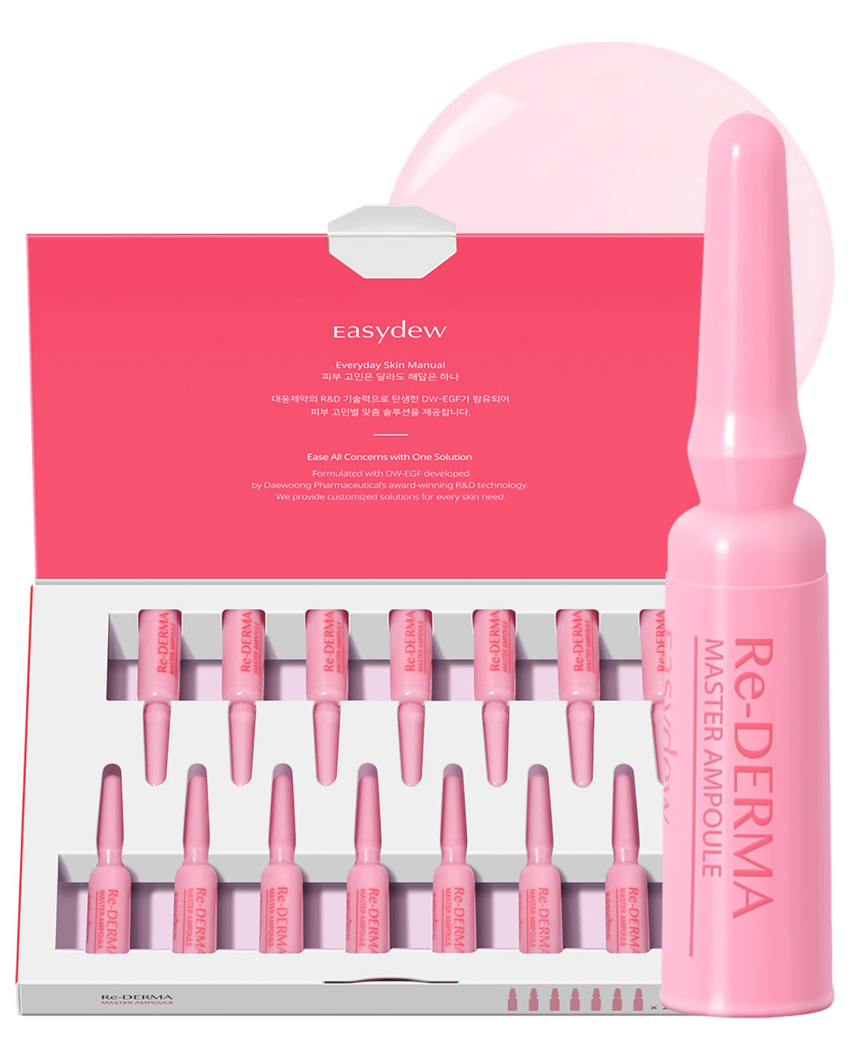 EASYDEW DW-EGF bottle pour shows instant hydration boost for skin.