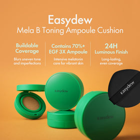 Easydew Mela B Cushion with 4-layer puff delivers smooth, even coverage