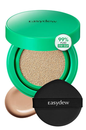 Easydew Mela B toning ampoule cushion compact for a 2-in-1 skincare and makeup routine.