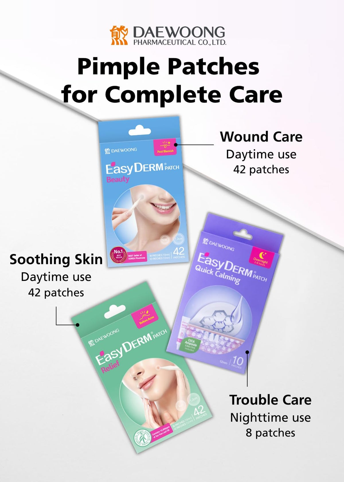 Front view of DWEasyDerm packaging highlighting 84-counts.
