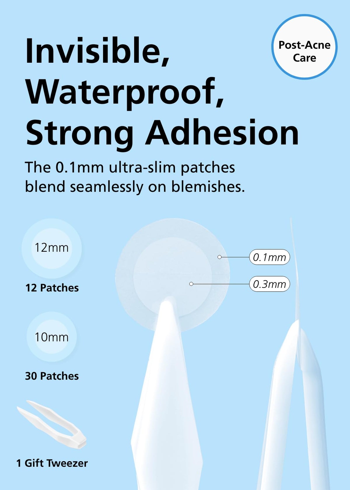 DWEasyDerm transparent hydrocolloid patch supports nighttime zit care with gentle adhesion.