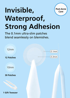DWEasyDerm transparent hydrocolloid patch supports nighttime zit care with gentle adhesion.