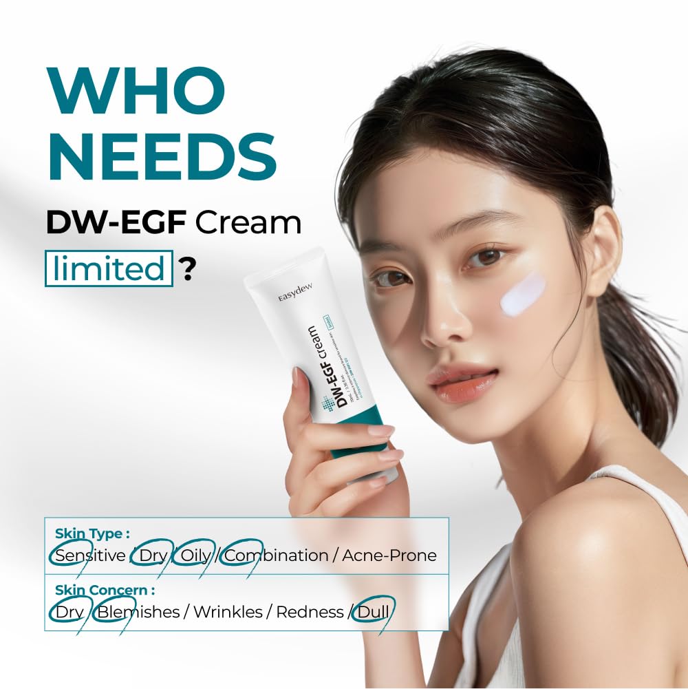 EASYDEW DW-EGF Cream jar view shows creamy texture.