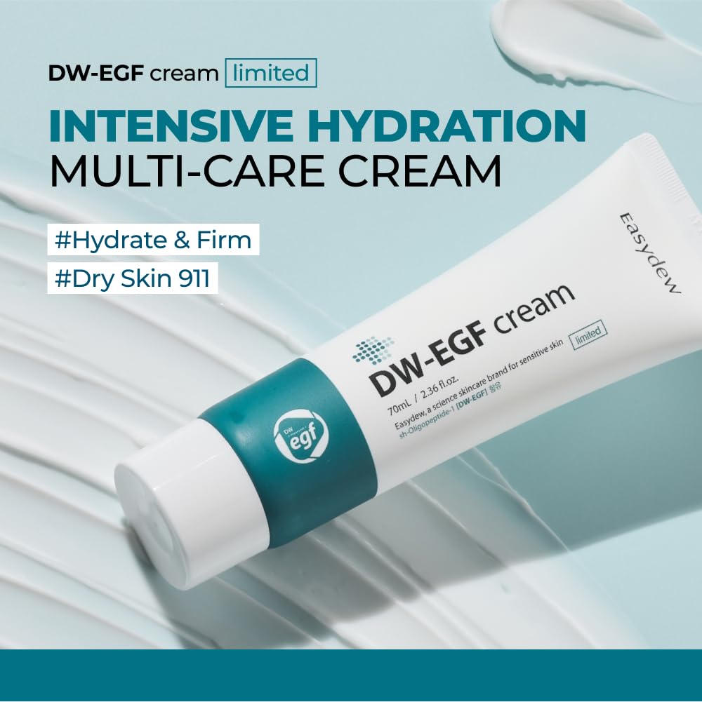 EASYDEW DW-EGF Cream label close-up emphasizes clean formula.