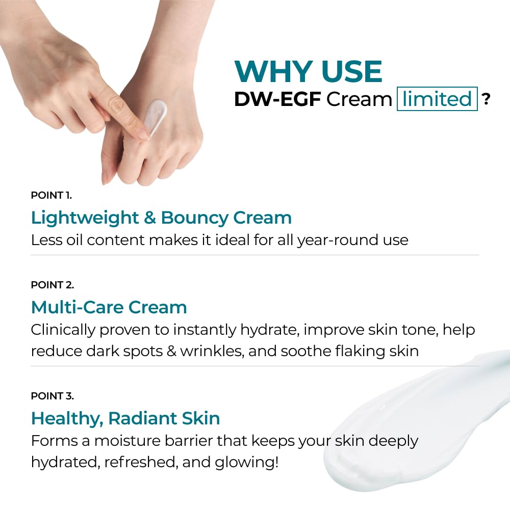 EASYDEW DW-EGF Cream texture close-up for quick absorption.
