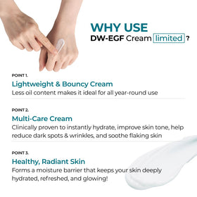 EASYDEW DW-EGF Cream texture close-up for quick absorption.