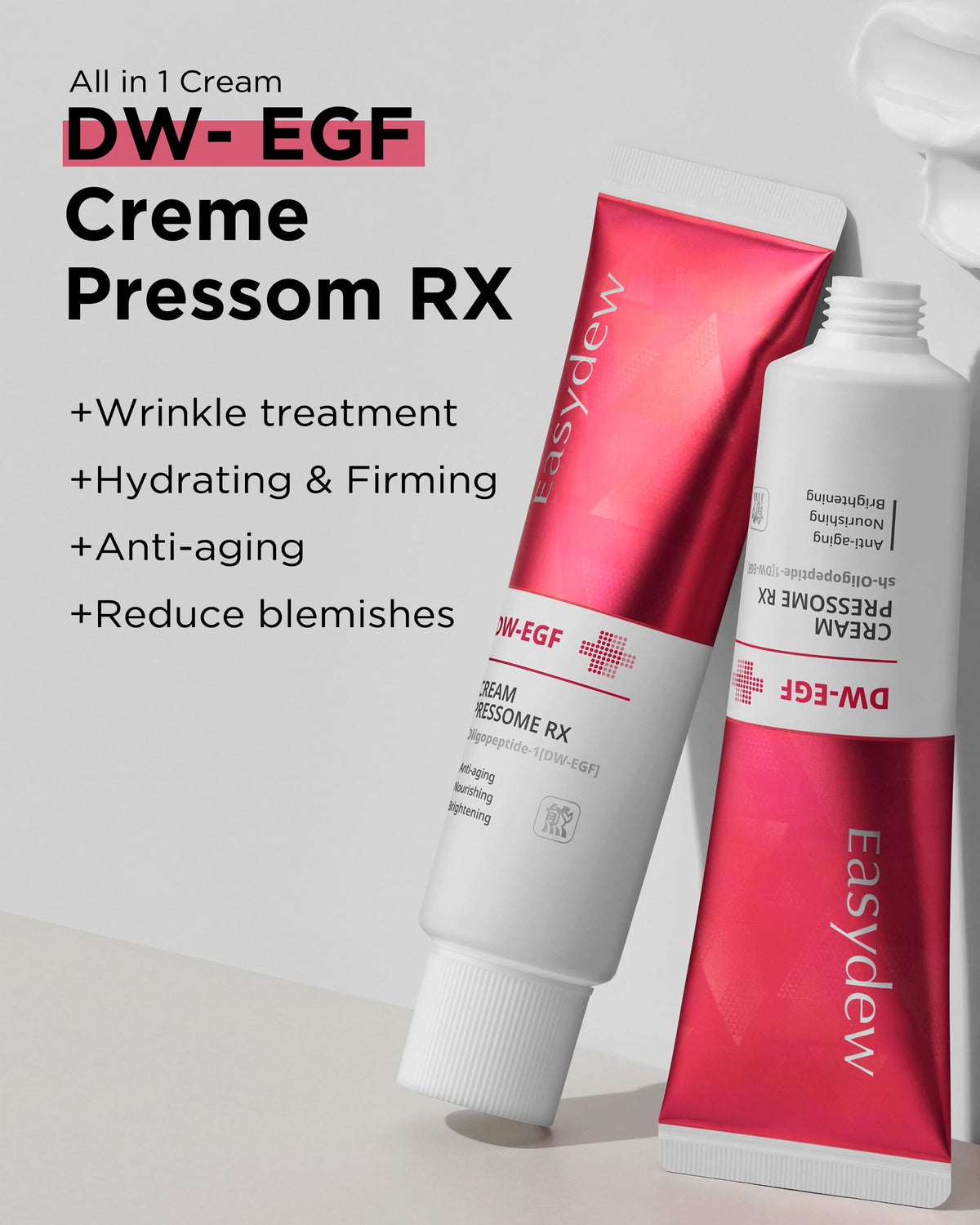 Closeup of Easydew DW-EGF Pressome Cream texture for deep moisture