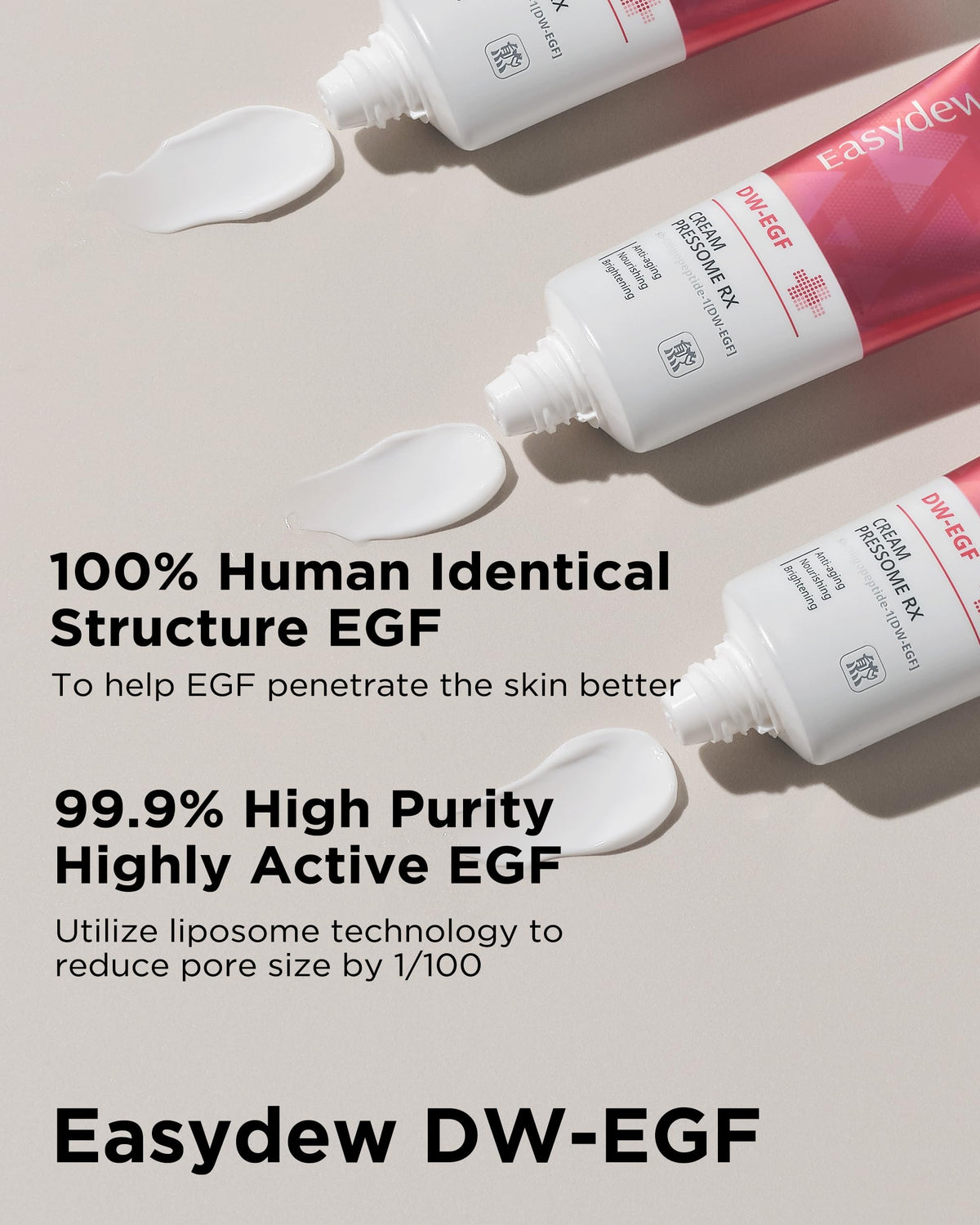Palms pressing Easydew cream into skin to boost absorption