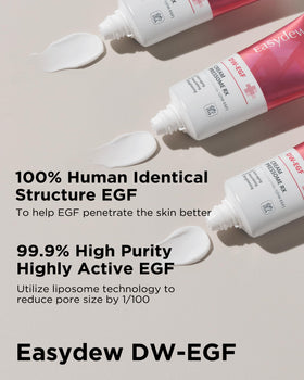 Palms pressing Easydew cream into skin to boost absorption