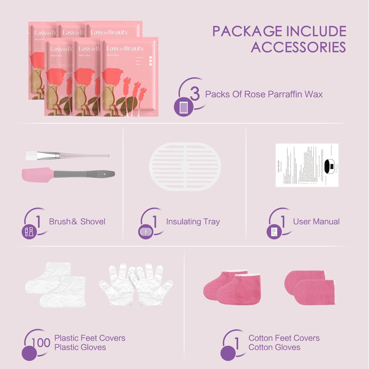 EASYINBEAUTY gloves and feet covers kit supports clean, mess-free use.