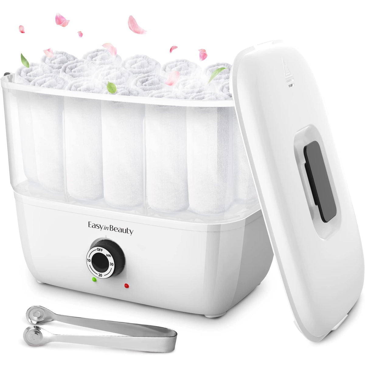 EASYINBEAUTY hot towel warmer front view showing compact design and practical size