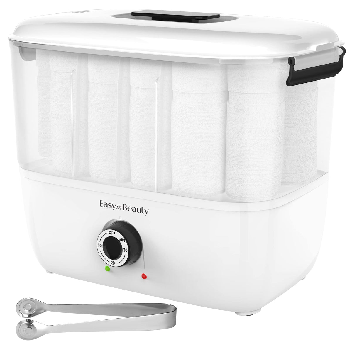 EASYINBEAUTY hot towel warmer in salon setting used by professionals