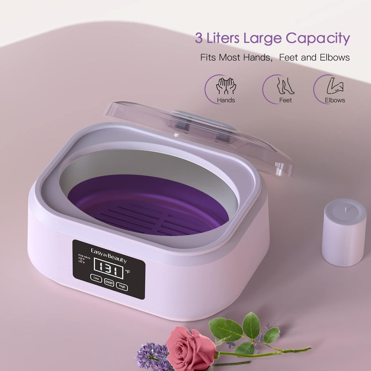 EASYINBEAUTY lavender wax packs included for soothing at-home spa warmth