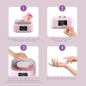 EASYINBEAUTY rose wax pack image suggests salon-quality hydration at home.