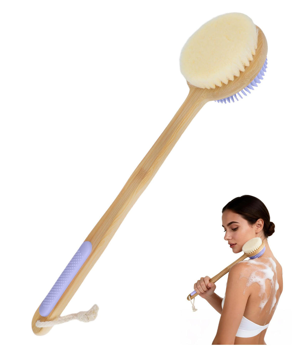 EaTubano back scrubber with dense nylon bristles for deep cleansing and invigorating massage.