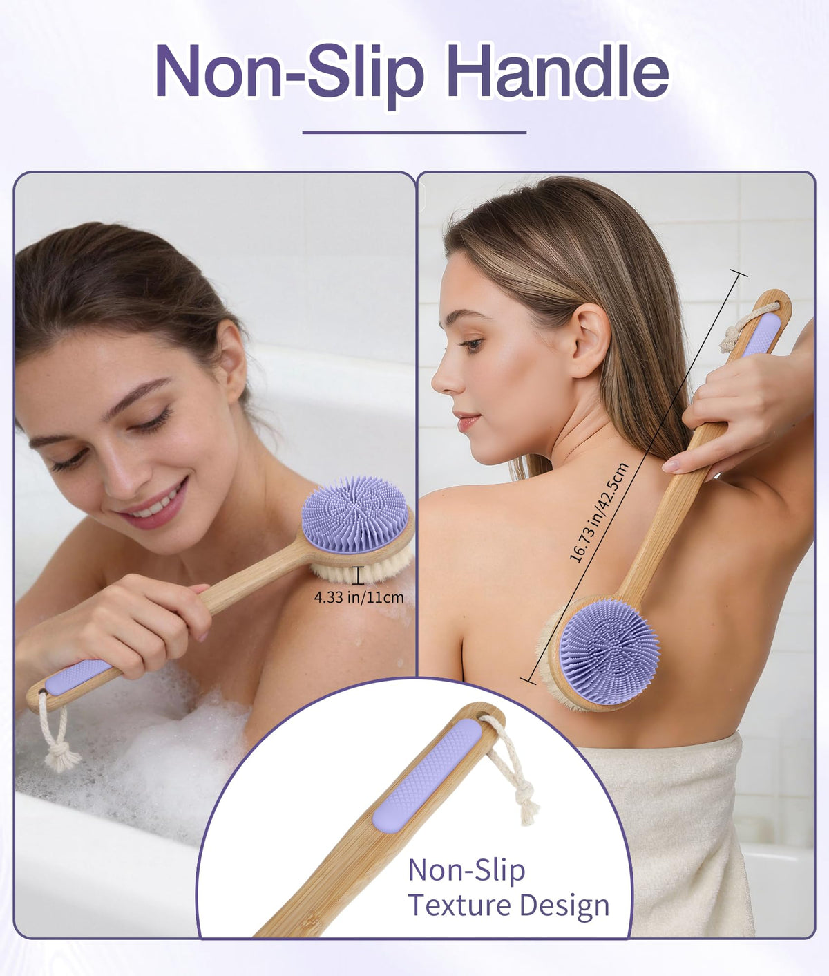 EaTubano back scrubber silicone bristles soften skin while exfoliating delicate areas.
