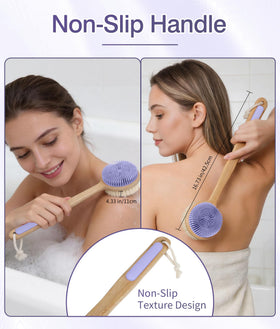 EaTubano back scrubber silicone bristles soften skin while exfoliating delicate areas.