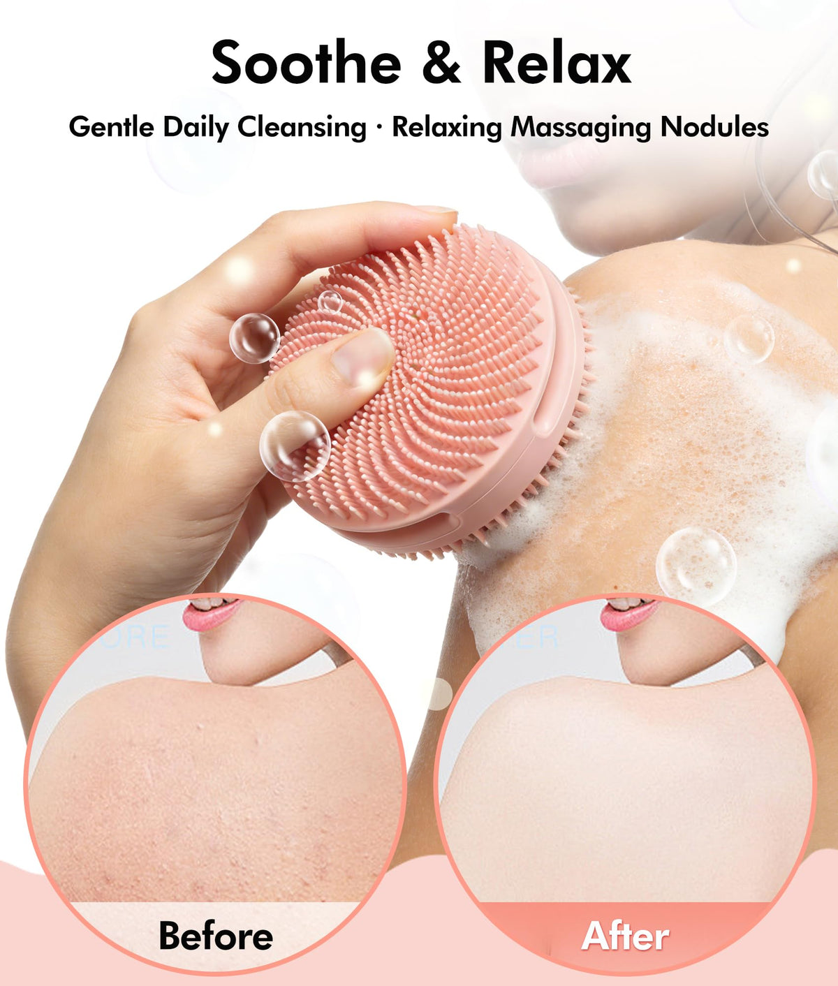 EaTubano hollow-out non-slip design ensures a secure shower grip.