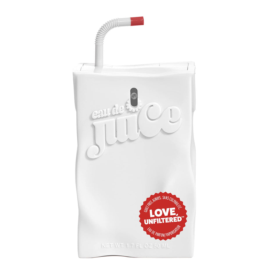 Eau De Juice Love Unfiltered EDP spray bottle close-up for confident daily wear.
