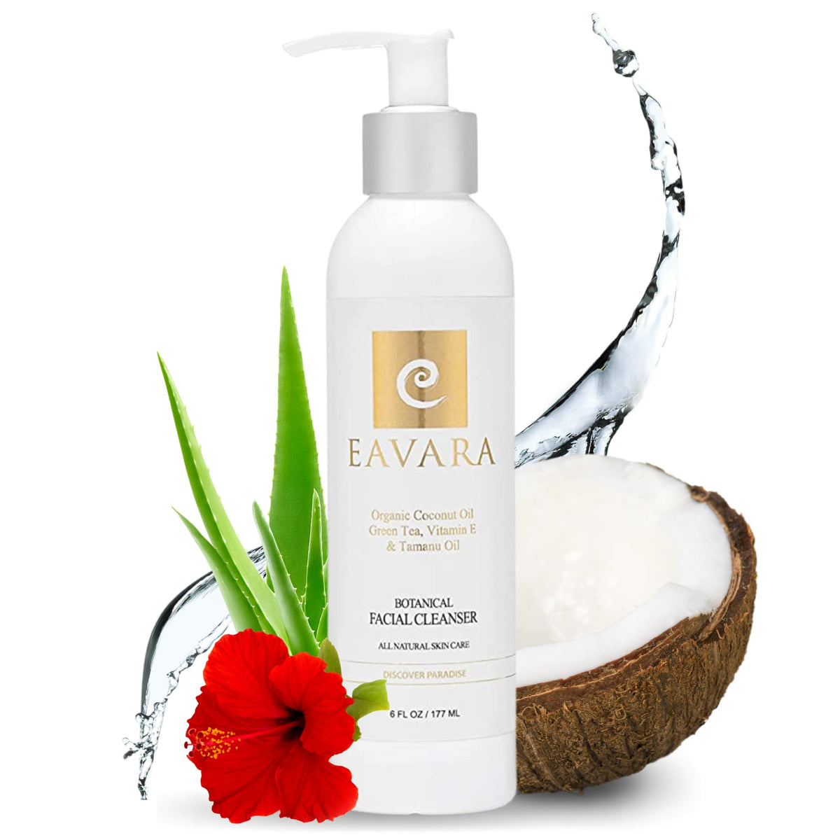 Eavara Organic Face Wash bottle on bathroom counter for gentle daily cleansing