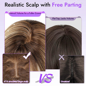 Eawwii 4x4 realistic scalp close-up highlighting free parting and volume.