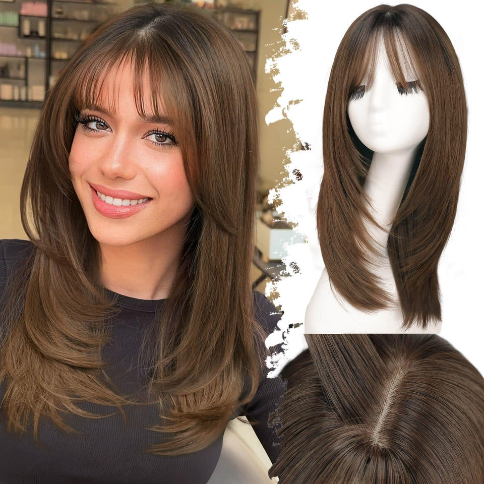 Eawwii beginner-friendly wig with bangs front view for a natural, daily-ready look.