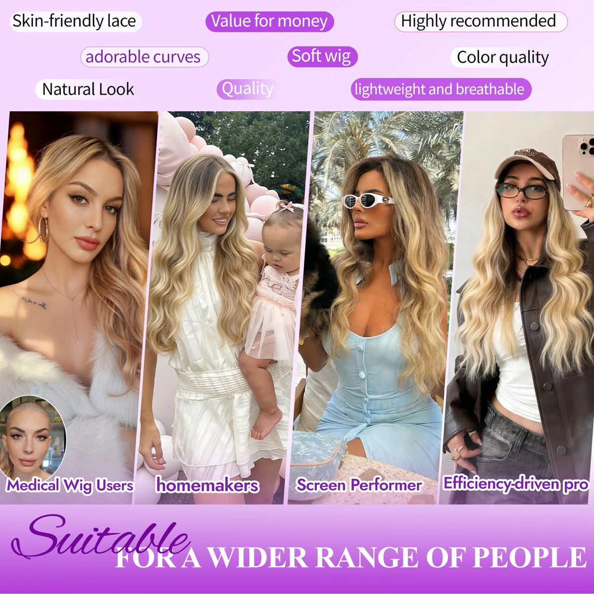 Eawwii lifestyle shot shows daily or party use with this wig