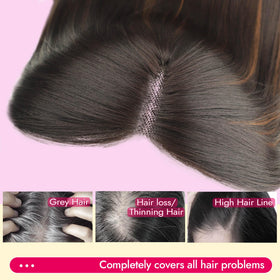 Eawwii clip-in topper with anti-slip band ensures secure wear.