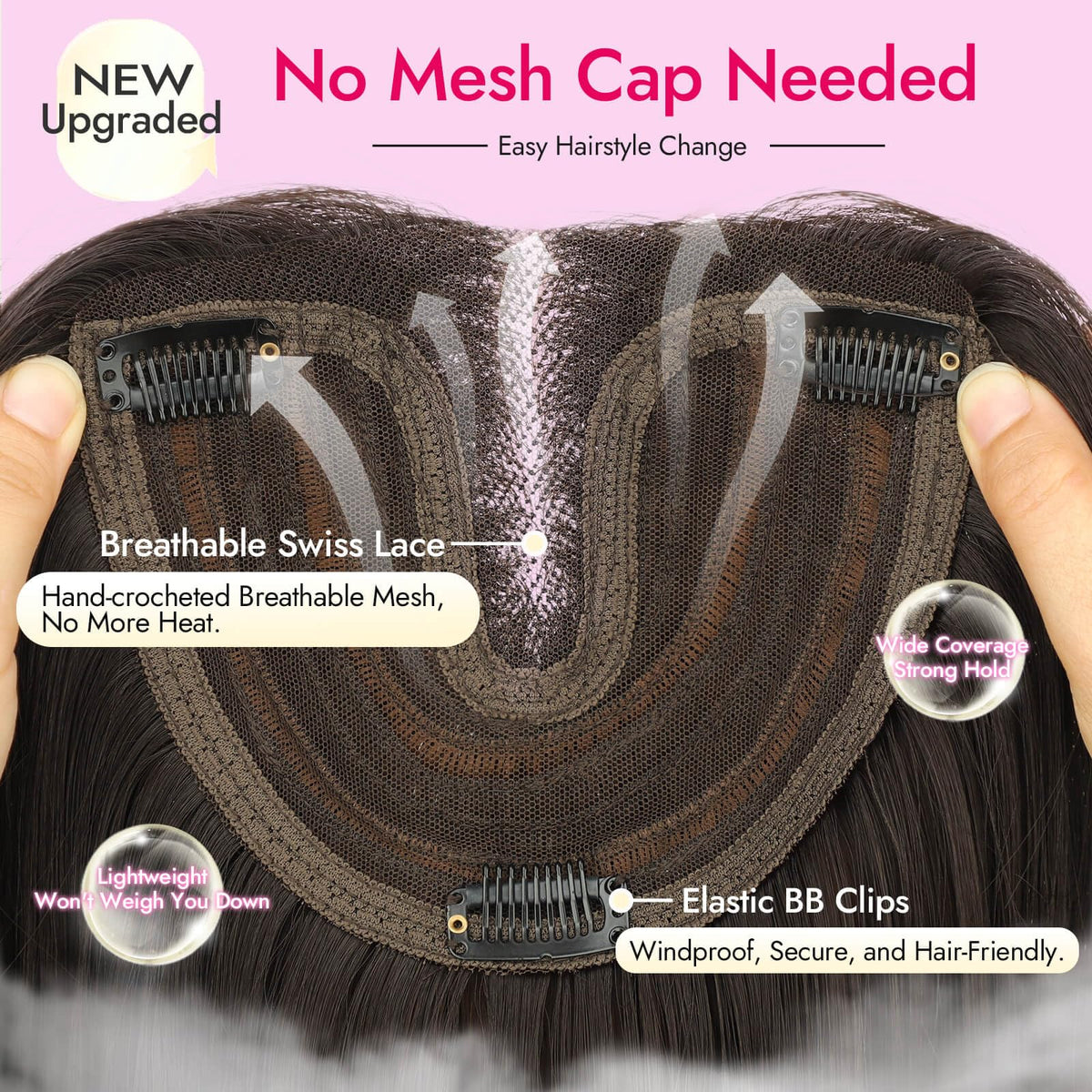 Eawwii hand-tied lace top blend creates natural scalp illusion.