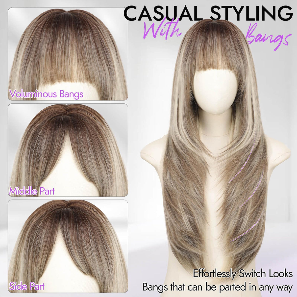 Eawwii heat-resistant synthetic fibers allow easy styling without damage