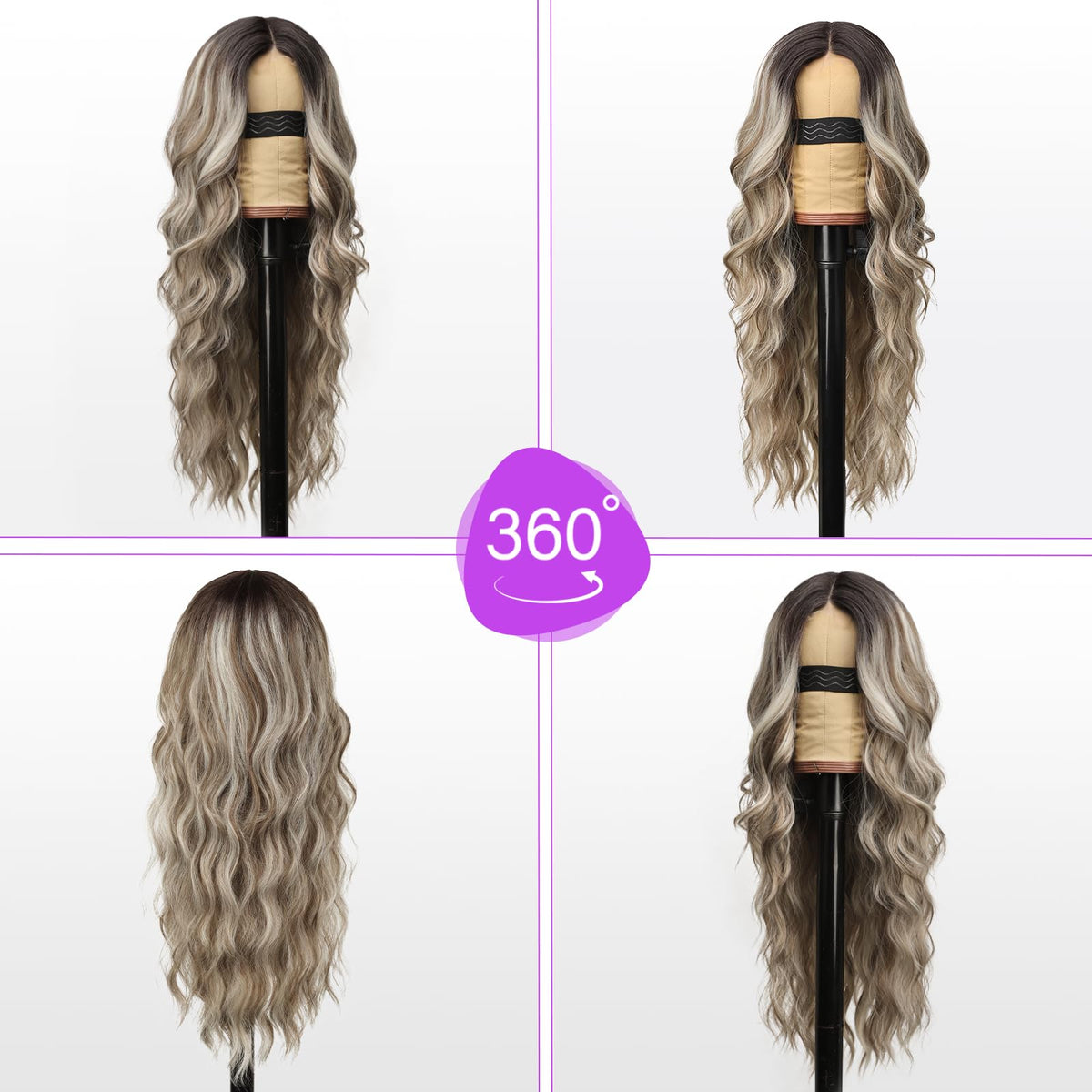 Eawwii party-look wig in ash platinum for bold evening style