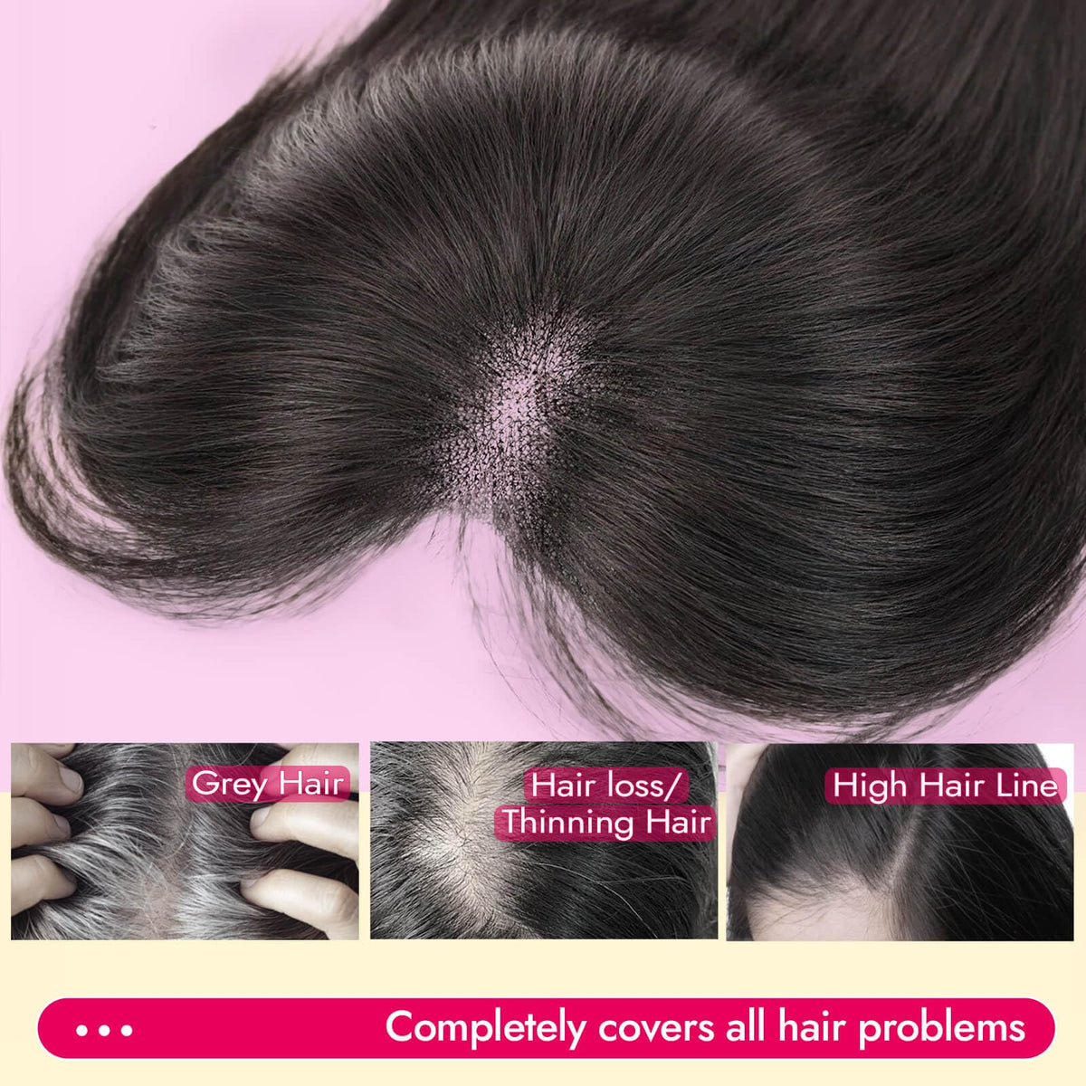Eawwii topper clip-system 3-clip ensures secure grip on fine hair.