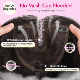 Eawwii topper with wispy bangs for natural face framing