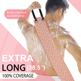 Eaxun double-sided back scrubber with concave and convex textures for exfoliation.