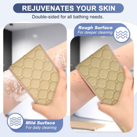 Eaxun back washcloth doubles as shower tool for spa-like at-home use.