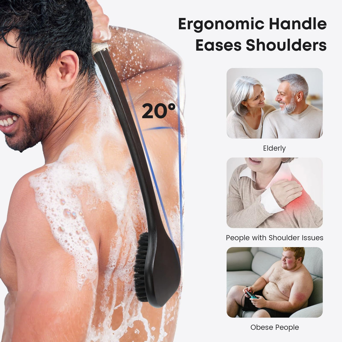 eaxun back scrubber non-slip cotton rope handle provides secure control